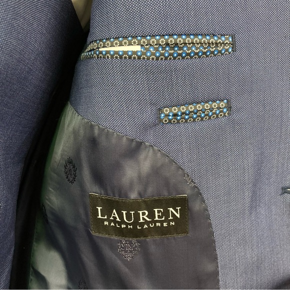 Lauren Ralph Lauren Men's 2-pc Blue Birdseye Classic-Fit Wool Jacket Vest 42R - Picture 8 of 11